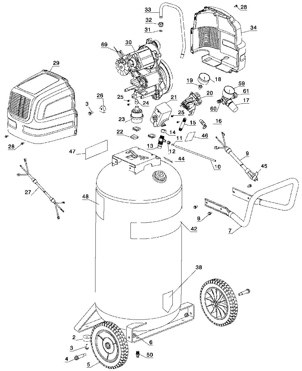 Exploded Diagram A Diagram and Parts List for 919-16762-C Type 0 Black and Decker Compressor